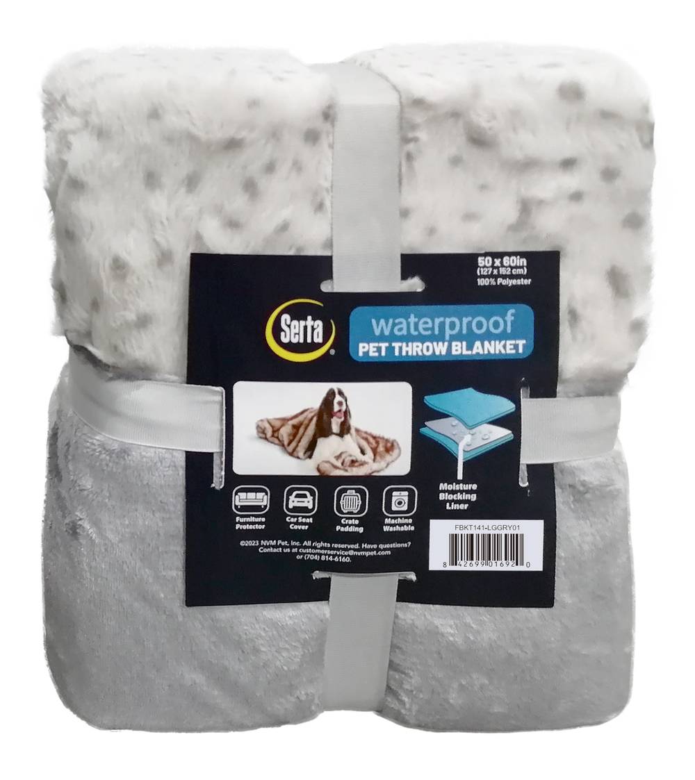 Serta Rectangular Gray Snow Leopard Polyester Pillow Bed (Large) | FBKT140-LGGRY01