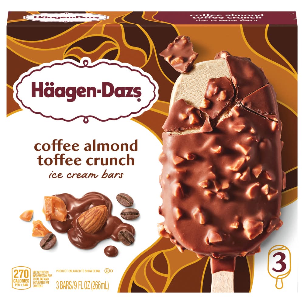 Häagen-Dazs Ice Cream Bars, Coffee Almond Toffee Crunch (9 fl oz, 3 ct)
