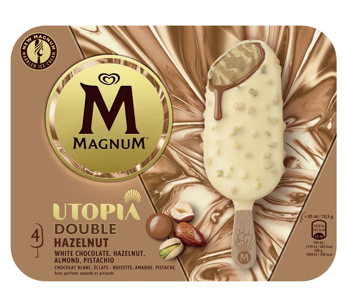 Magnum - Bâtonnets glacés utopia, double noisette (4 x 85ml)