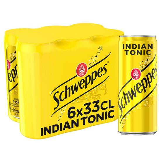 Schweppes - Boisson gazeuse tonique indienne (6 pièces, 330 ml)