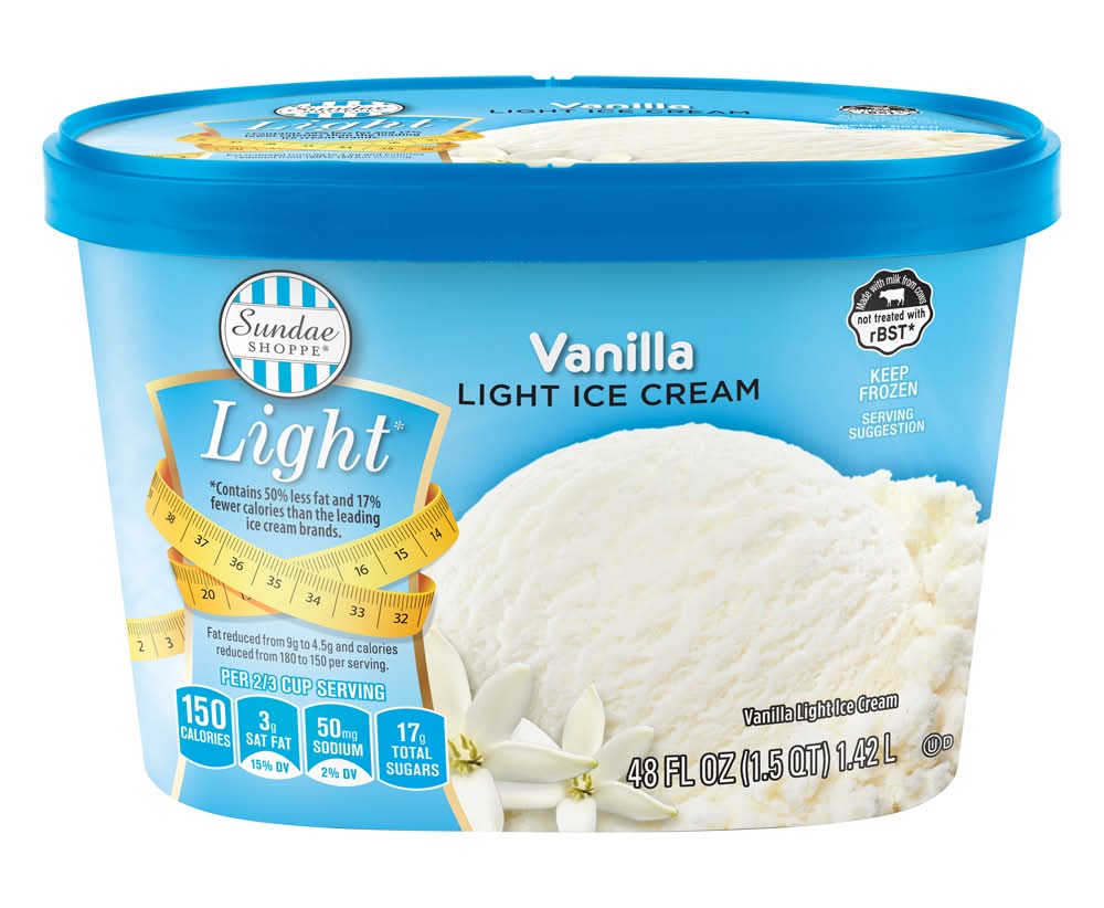 Sundae Shoppe Low Fat Light Ice Cream, Vanilla (48 fl oz)