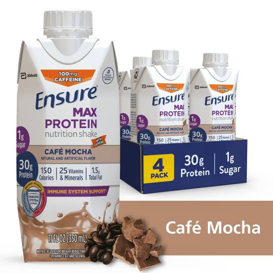 Ensure Max Protein Nutrition Shake, Cafe Mocha, 11 OZ, 4 CT