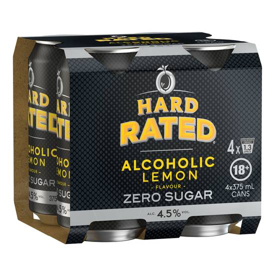 Hard Rated Alcoholic Lemon Zero Sugar Can 4 Pack, 375 mL