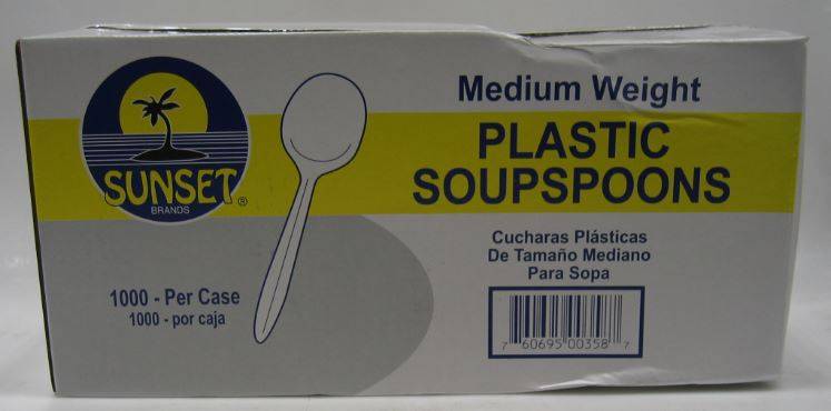Sunset - White Medium Weight Pastic Soup Spoons - 1000 ct (1X1000|1 Unit per Case)