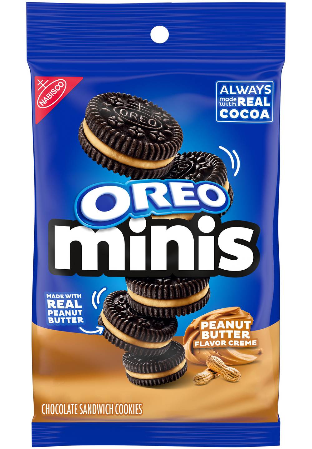 Oreo Mini Chocolate Sandwich Cookies, Peanut Butter (3 oz)