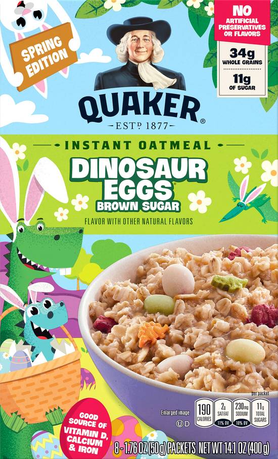 Quaker Dinosaur Eggs Brown Sugar Instant Oatmeal (8 ct)
