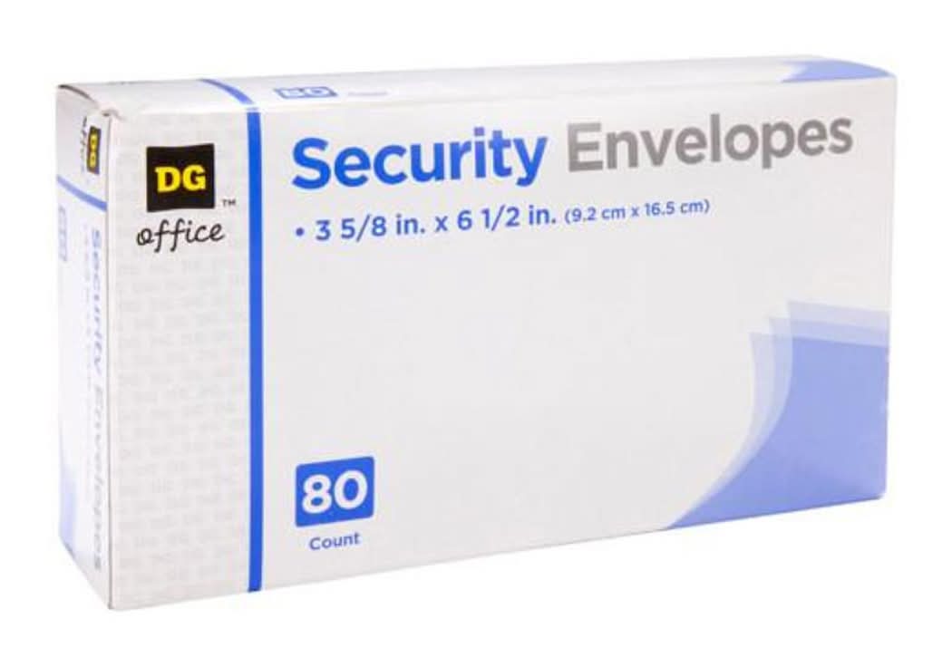 Office Hub Security Envelopes 6 3/4 Size 65 Ct