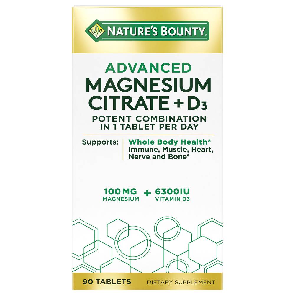 Nature's Bounty Advanced Vitamin D3 + Magnesium Citrate Tablets (90 ct)