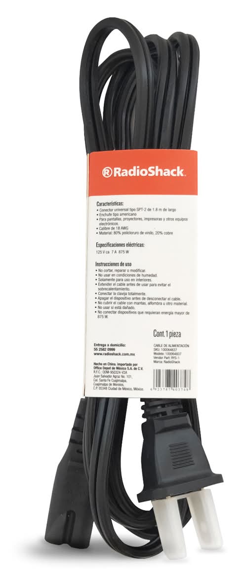 RadioShack · Cable de alimentación para computadora, negro