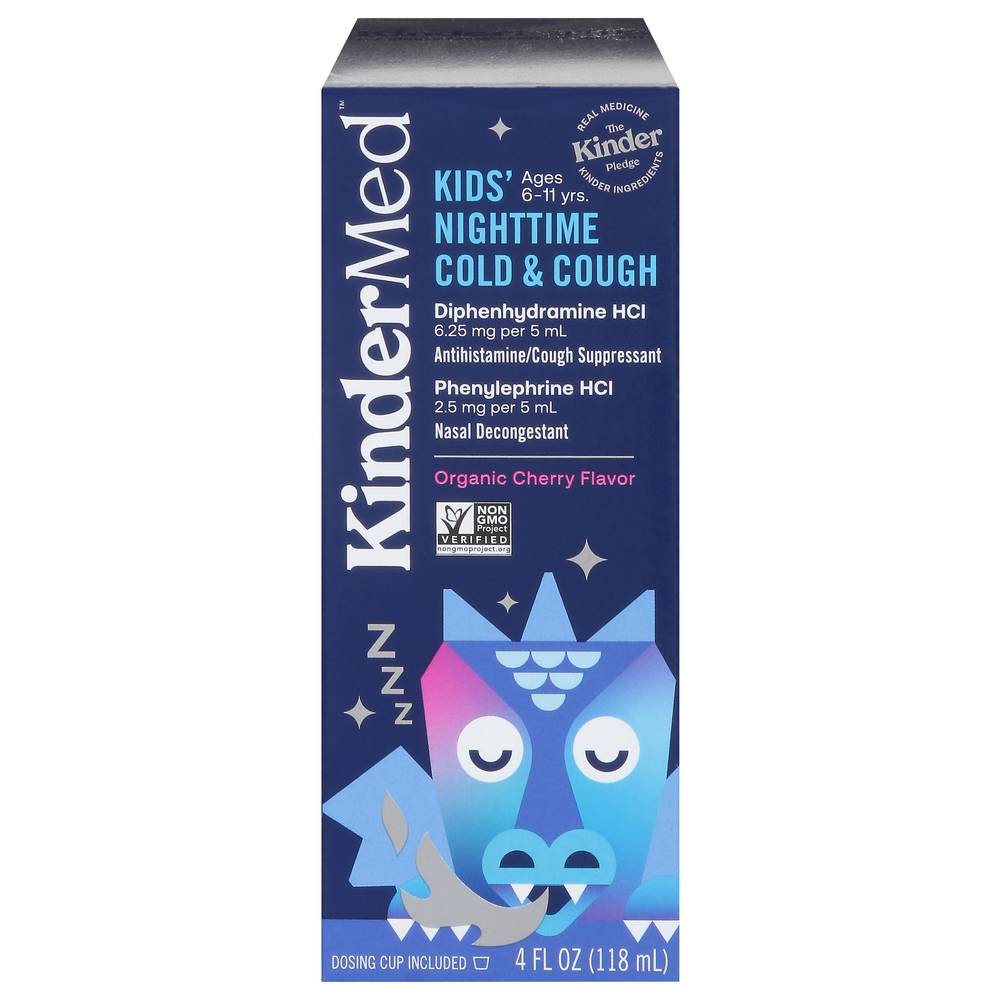 Kindermed Organic Cherry Flavor Kids Nighttime Cold & Cough Syrup