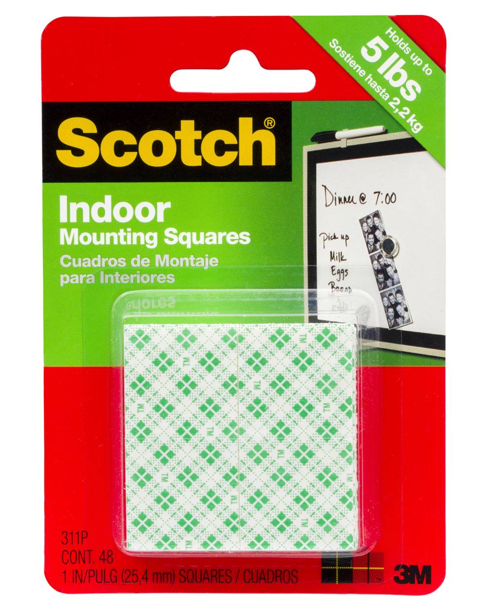 Scotch Indoor Mounting Squares, 25.4mm (48 pack)