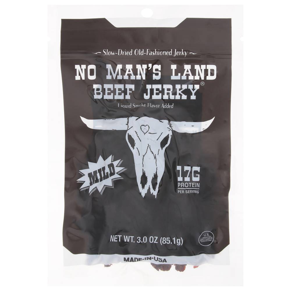 No Man's Land Beef Jerky Slow-Dried Old-Fashioned Jerky, Mild-Smoke (3 oz)