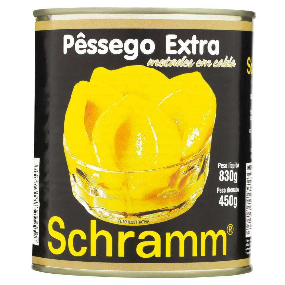 Schramm pêssego especial metades em calda (450g)