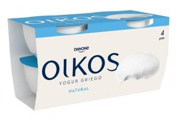 Yogur griego natural Danone Oikos pack de 4 unidades de 110 g.