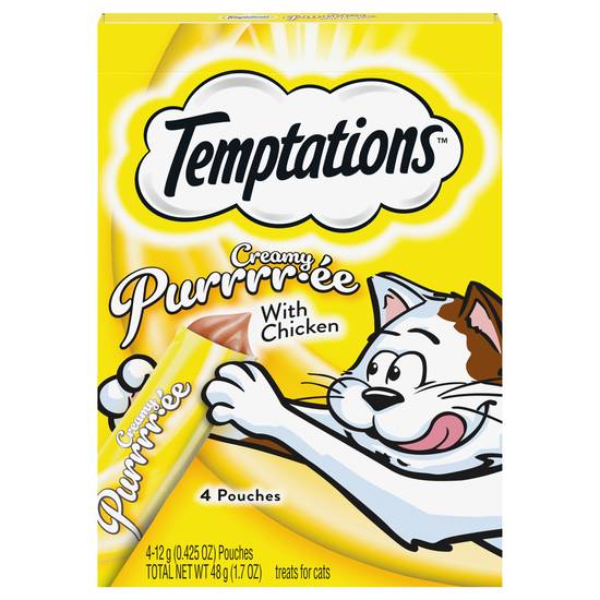 Temptations Creamy Purrrr-Ee With Chicken Cat Treats (4 x 0.4 oz)