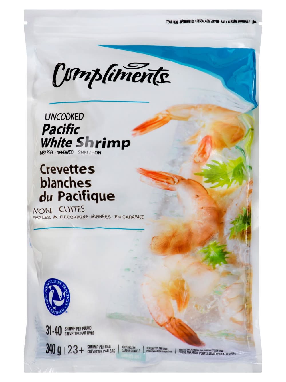 Compliments Uncooked Pacific White Shrimp (340 g)