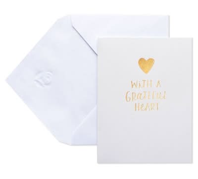 Carlton Cards Grateful Heart Thank You Envelopes, White-Gold (10 ct)