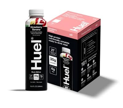 Huel Black Edition Ready-To-Drink Protein Meal Replacement Shake, Strawberry Banana (4 x 16.9 fl oz)