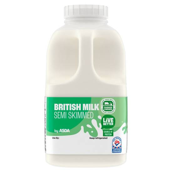 Asda British Milk Semi Skimmed 1 Pint/568ml