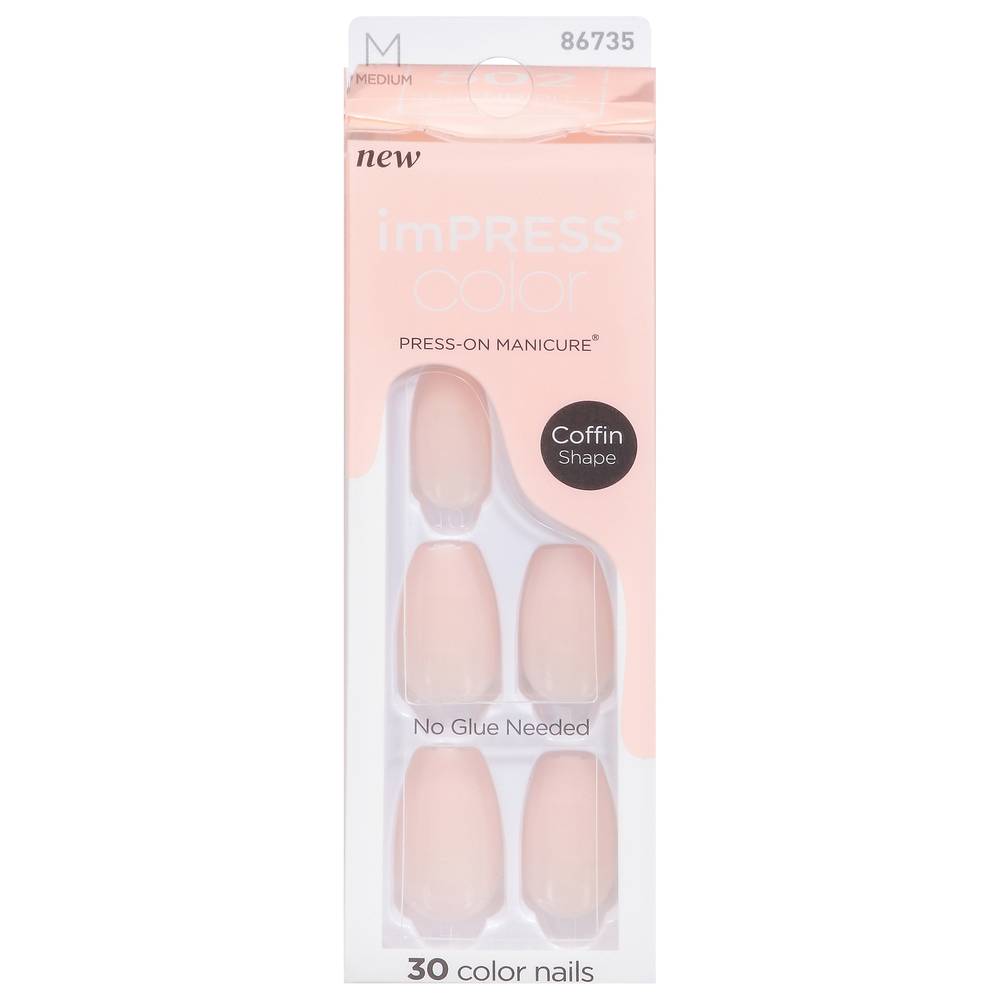 Impress Color Long-Lasting Medium Coffin Press-On Nails (solid pink)