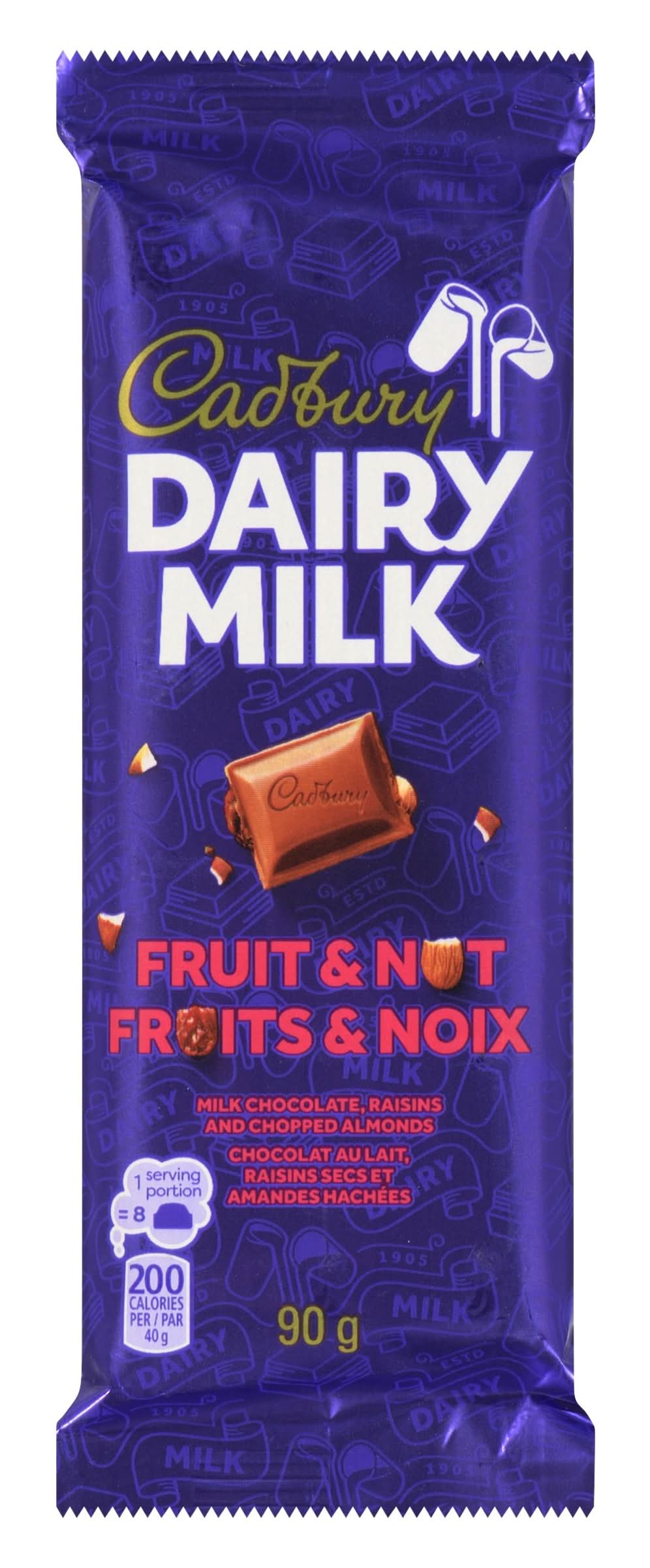 Dairy milk barre de chocolat au lait - milk chocolate bar (fruits-noix)