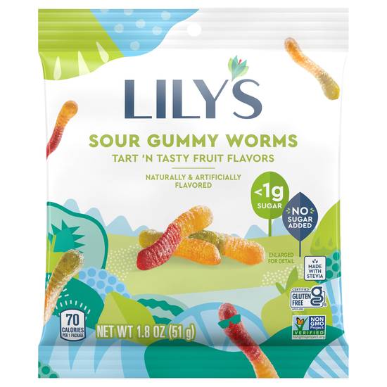 Lily's Tart 'N Tasty Fruit Flavors Sour Gummy Worms (1.8oz pouch)