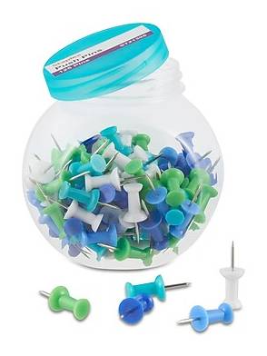 Staples Push Pins, Assorted Colors, 125/Pack (21396)