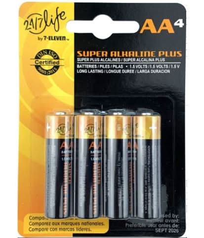 24/7 LIFE Super Alkaline Plus AA Batteries 4ct