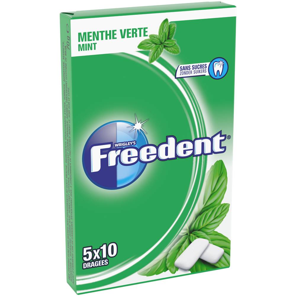 Freedent - Menthe verte, 5 étuis de 10 dragées (70g)