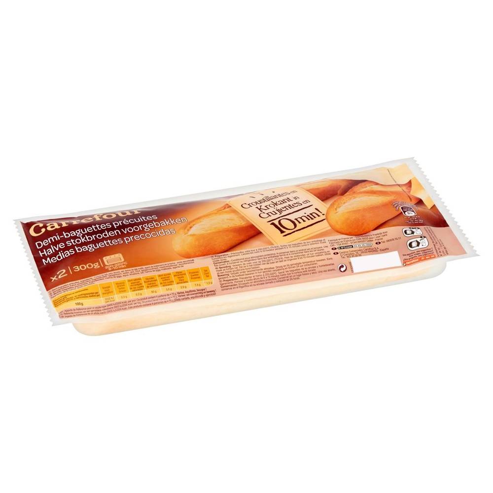 Carrefour Demi-Baguettes Précuites 2 Pièces 300 g