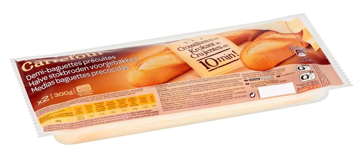 Carrefour Halve Stokbroden Voorgebakken 2 Stuks 300 g