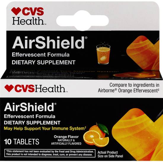 CVS Health, Airshield Effervescent Immune Support Tablets, Orange, 10 CT