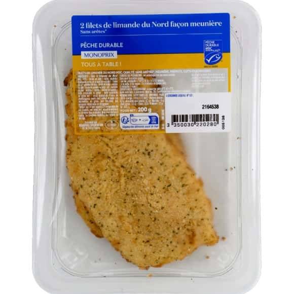 Monoprix Filets De Limande Du Nord Meuniere Sans Arête La Barquette De 200 G