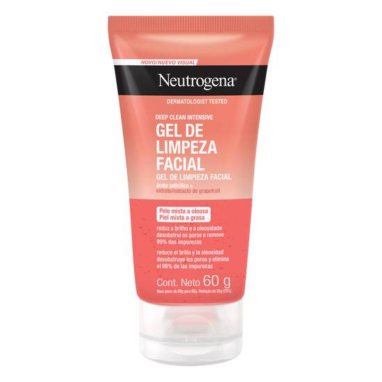 Neutrogena gel de limpeza facial deep clean intensive pele mista e oleosa (60g)