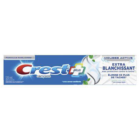 Crest dentifrice complet et extra blanchissant menthe propre (120ml) - complete plus extra whitening toothpaste, clean mint (120 ml)