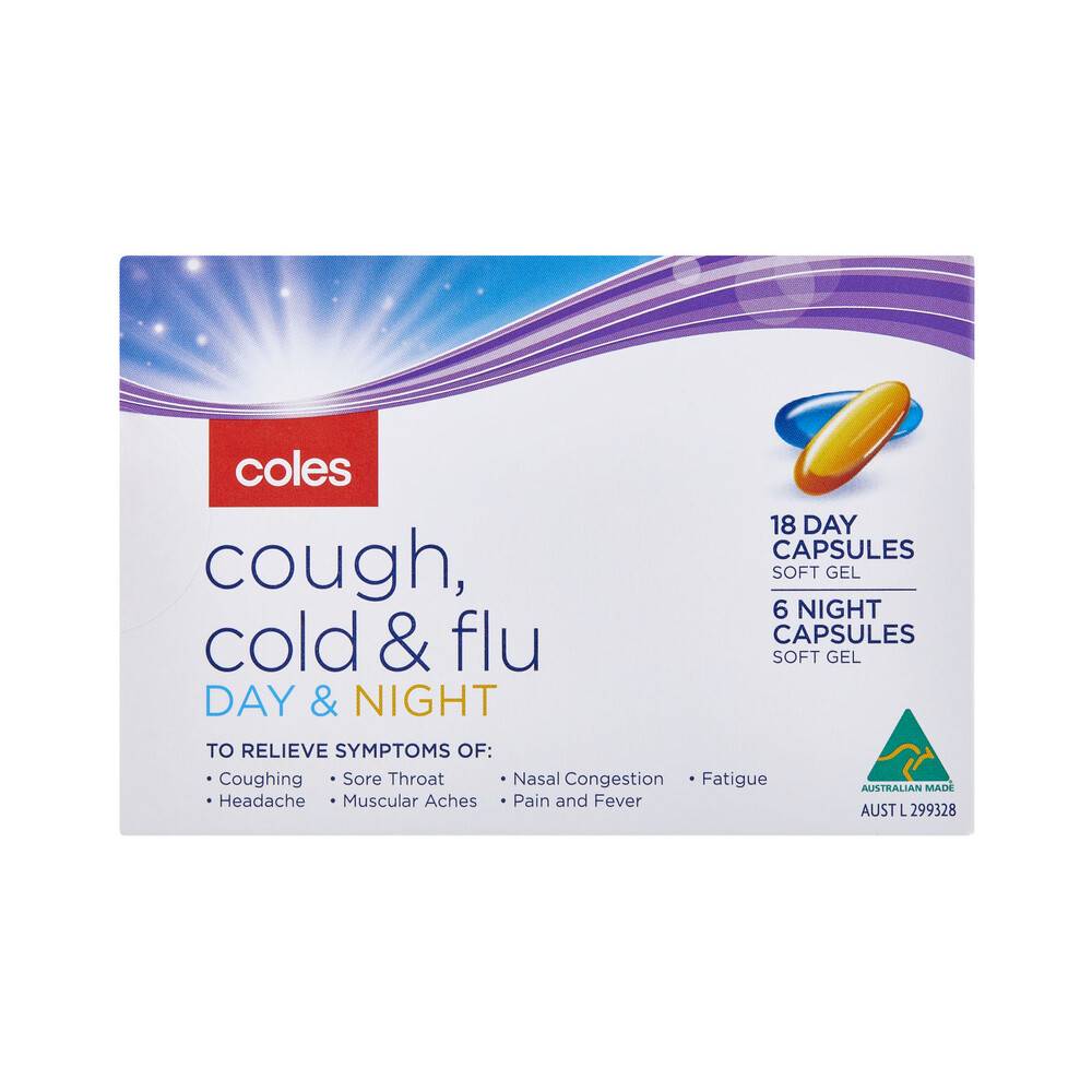 Coles Cough Cold & Flu Day & Night Capsules 24 pack