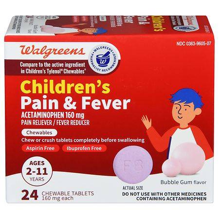 Walgreens Children's Pain & Fever Bubblegum Chewables (24 ct)