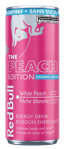 Red Bull The Peach Edition Boisson Énergisante Pêche Blanche Sans Sucre 250 Ml (Canette) / Red Bull Sugar-Free Energy Drink The Peach Edition White Peach 250 ml (can)