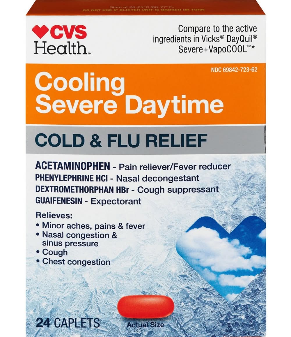 Cvs Cooling Severe Daytime Cold & Flu Relief Caplets, 24 Ct