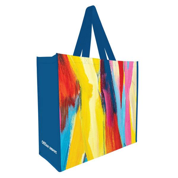 Office Depot Brand Large Reusable Shopping Bag With Antimicrobial Treatment Brush Stroke