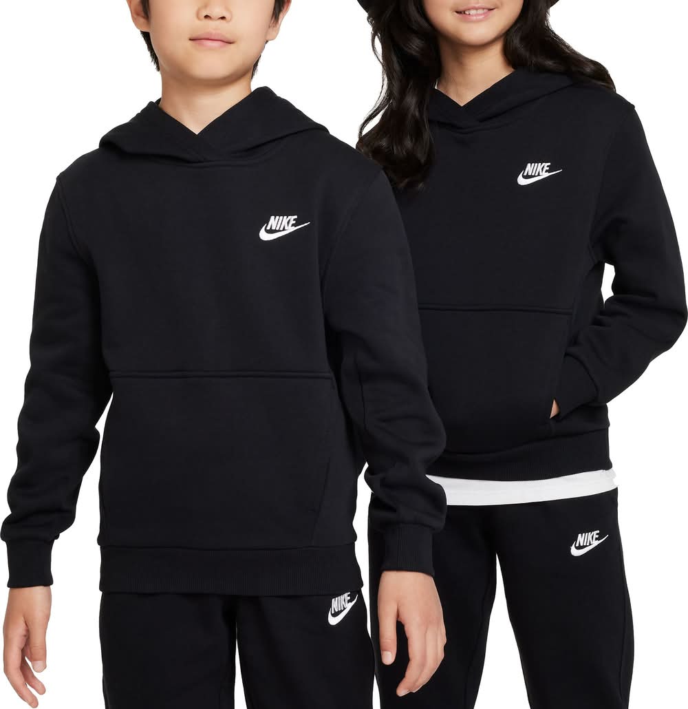 Nike All Kids Fit Sportswear Club Fleece Hoodie (Black/White, L)