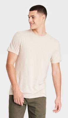 Men's Every Wear Short Sleeve T-Shirt - Goodfellow & Co™ Oatmeal M: Lightweight Cotton Blend, Standard Fit, Machine Washable