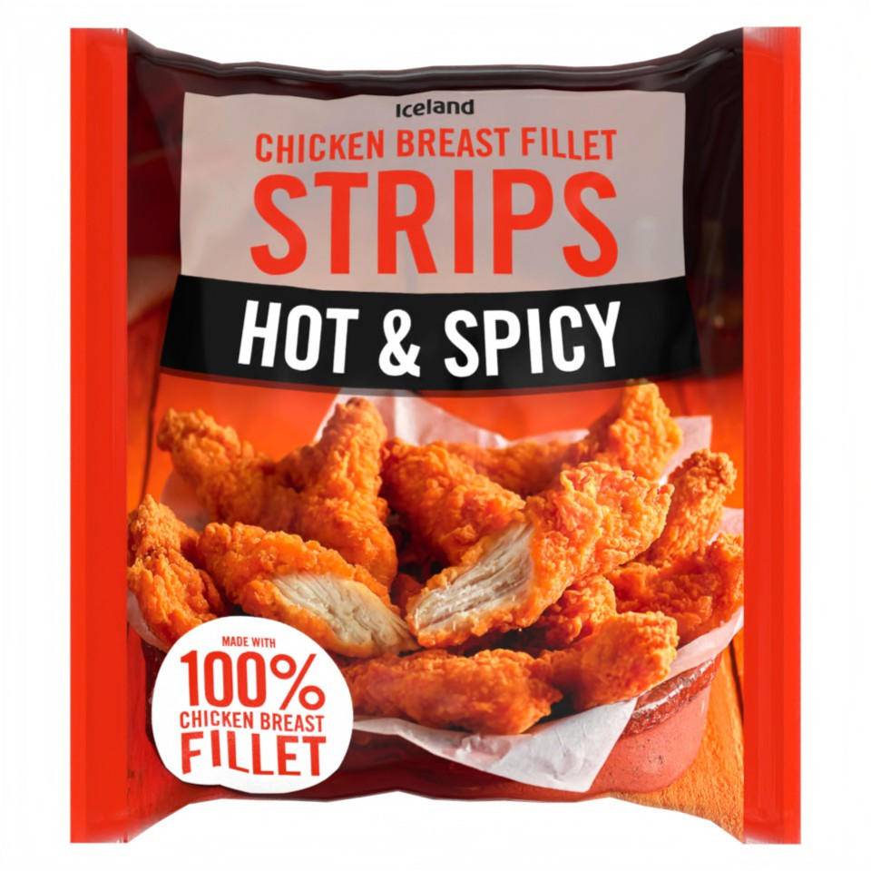 Iceland Hot and Spicy Chicken Breast Fillet Strips (500g)