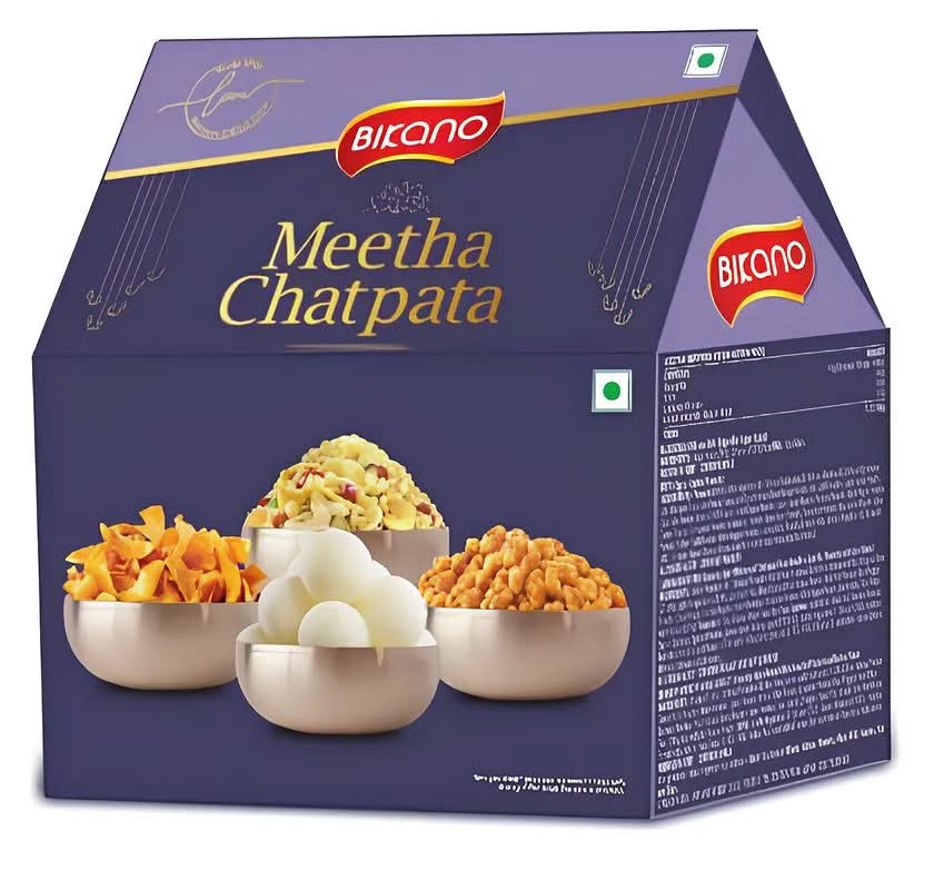 Bikano Meetha Chatpata Gift Pack 1.175 kg- (1 kg Sweets; 55g, 60g & 60g Snacks)