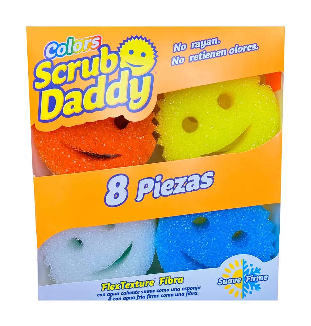 Scrub Daddy · Esponjas de cocina y estropajos multiuso, azul-verde-amarillo-rojo (8 un)