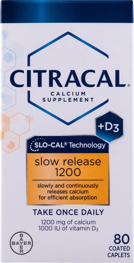 Citracal Slow Release 1200+vitamin D3 Coated Calcium Caplets (80 ct)