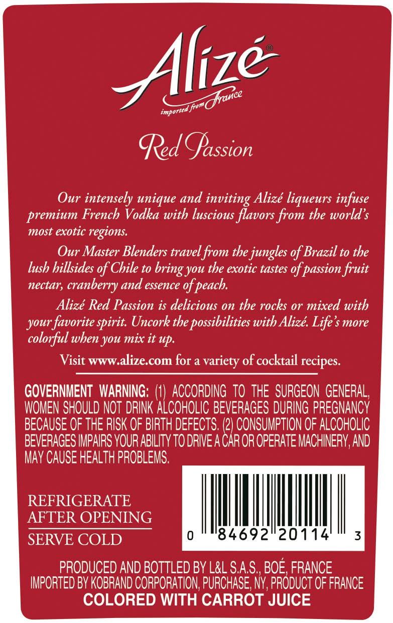 Alizé Red Passion Cranberries French Vodka - Delivery in Under an Hour ...