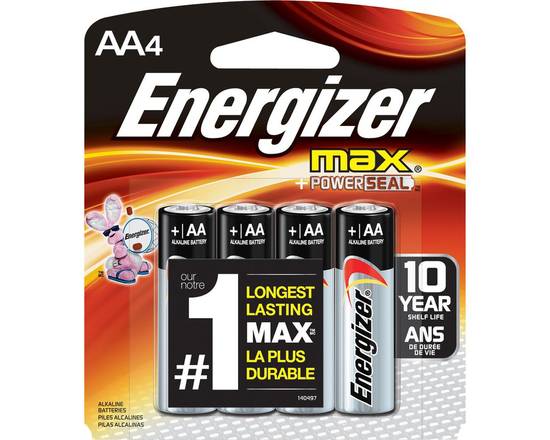 Energizer · Piles alcalines AA4 (4 cont., 1 ch) - Alkaline AA4 batteries