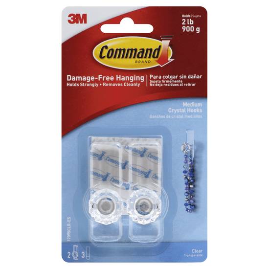 Command Damage-Free Hanging Clear Crystal Hooks (2 ct)