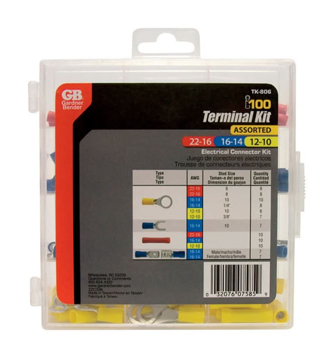 Gardner Bender 22-10 Ga. Insulated Wire Terminal Kit With Reusable Case Assorted 100 Pk